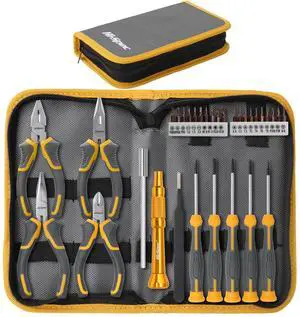 Hi-Spec 32pc Electronics Repair & Opening Tool Kit Set for Laptops, Phones, Devices, Computer & Gaming Accessories. Precision Small Screwdrivers with Pentalobe Bits for iPhones & MacBooks