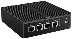HKUXZR Micro Firewall Appliance, 4 Inter i226-V 2.5Gbe LAN Ports, Fanless Mini PC Celeron N100 Quad Core, Support AES-NI Barebone Router PC VPN (16GB/256GB)