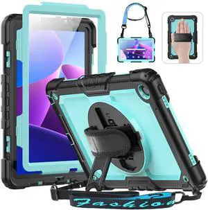 HXCASEAC Case for Lenovo Tab M10 Plus 3rd Gen Case 10.6 Inch, Protective with Screen Protector/Rotating Hand Strap, M10 Plus FHD Tablet (TB-125FU TB-128FU TB-128XU) Cover 2022, Light Blue