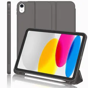 iMieet iPad (A16) Case 11th Gen/iPad 10th Generation Case [11-Inch 2025/10.9 Inch 2022] with Pencil Holder, Trifold Stand Smart Cover with Soft TPU Back,Auto Wake/Sleep(Space Gray)