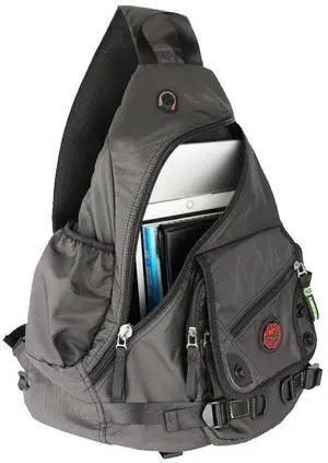 Kawei Knight Large Sling Bag Laptop Backpack Cross Body Messenger Bag Shoulder Travel Rucksack (A-Black)