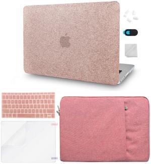 KECC Compatible with MacBook Pro 13 inch Case 2020-2024 M2 A2338 M1 A2289 A2251 Touch Bar Plastic Hard Shell Keyboard Cover Sleeve Screen Protector (Rose Gold Sparkling)