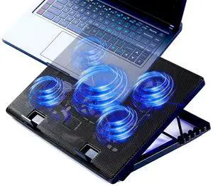 16inch Single Fan Lap Chill Mat - Aluminum Panel Laptop Cooling Pad, Heat Protection Laptop Cooler, Adjustable Foldable Long Stand, Fans Switch with dimmable-Speed, USB-A Connection Laptop Fan