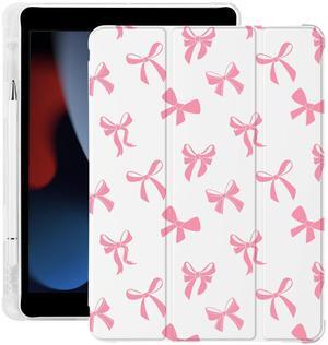 Cute Kawaii Bow for iPad Air 11 Inch Case M2 2024 (6th Generation) with Pencil Holder, Auto Sleep/Wake, Leather Soft TPU Back Cover
