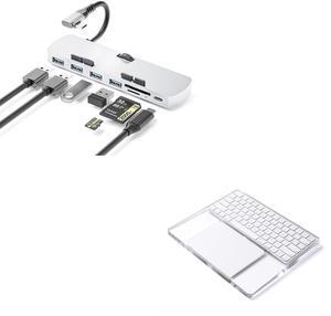LINKEET 7-in-1 Aluminum USB C Clamp Hub for iMac & Acrylic Stand Holder for Apple Magic Keyboard and Trackpad Gen 3/2
