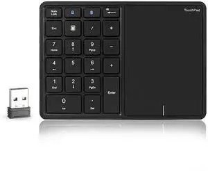 LICAEVEY Cordless Numeric Keypad, 22 Keys BT Number Pad with Touchpad, USB C Rechargeable Numeric Keypad, Support for Win, for Android, for OS X (Black)