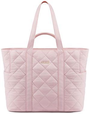 LOVEVOOK Tote Bag for Women, Large Puffer Tote Bag with Zipper Fits 15.6" Laptop Bag, Quilted Puffy Lightweight Work Bag for Women Purse Handbag for Travel Beach Fits 30 oz Stanley Cup