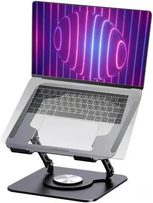 MENDELEEV STYLE Grey Laptop Stand for Desk with 360 Rotating Base Compatible with MacBook Pro/Air Notebook up to 16 Inches Computer Stand for Laptop Ergonimic Foldable Riser for Desk