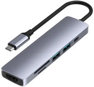 Mkoder Powered USB c hub 4K 6in1 Docking Station with USB C Port Charging HDMI Adapter USB 3.0 HDMI Port Type C Hub Multiport Adapter for MacBook Mac Air/Pro iPad Laptop and Other USB C Devices