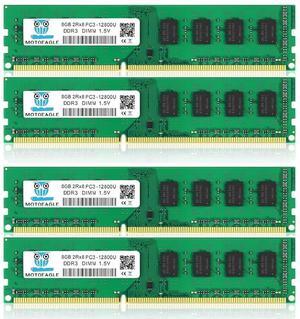 [(DDR3 RAM 32GB)]  32GB (4X8GB) PC3-12800U DDR3-1600 UDIMM 2Rx8 DIMM RAM DDR3 8GB 1600MHz SDRAM 240-Pin 1.5V CL11 Non-ECC Desktop PC Memory Kit