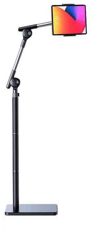 Niumowa Tablet Floor Stand Holder, 360 Degree Rotating with Height Adjustable Stand Compatible with 4.7"-13" Phone/Tablet, Kindle, 63" Phone Stand, Aluminum Alloy, for Bed,Sofa,Desk.Black