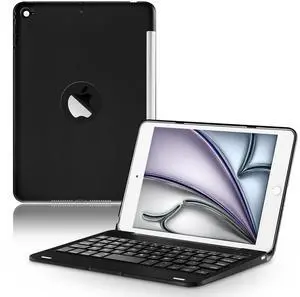 ONHI Ultra-Slim Wireless Keyboard Case for iPad Mini 4 / Mini 5, Durable Plastic Alloy Shell, Smart Folio Case with Auto Sleep/Wake Function, Silent Typing Experience (iPad Mini 4/5 Black)