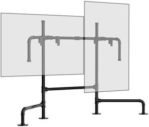 Dual Monitor Stand Free Standing Monitor Desk Mount for 2 Screens Adjustable Monitor Arm for 13 to 27 Inch Computer Screens, Heavy-Duty Flange Mounting Base, Black