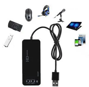 PEIYUI USB Hubs Audio Adapter External Stereo Sound Card with 3.5mm Headphone & Microphone and 3 USB Jack for Windows, Mac, Linux, PC, Laptops, Desktops, PS4 Computer External USB (6-in-1, Black)
