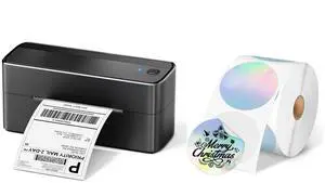 Phomemo 241BT Bluetooth Thermal Shipping Label Printer 4X6 - Wireless Thermal Label Printer for Shipping Packages + 2 Inch Color Circle Thermal Sticker Labels 400