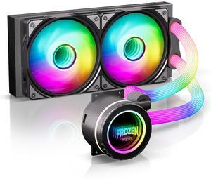 Pixbyto 240 ARGB AIO Liquid CPU Cooler with 240mm Radiator & ARGB LED Tube, PWM Addressable Fans & Pump, All-in-one Water Cooling Pump 2300 RPM, AMD AM5 AM4 Intel LGA 1700/1200/115X Support