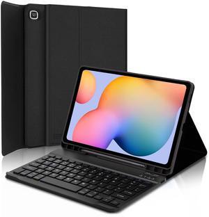Keyboard Case for Galaxy Tab S6 Lite 10.4 inch 2024/2022/2020, Samsung Tablet 10.4 S6 Lite Case Keyboard with Pencil Holder, Bluetooth Detachable Keyboard, Auto Sleep/Wake Up Smart Cover Folio, Black