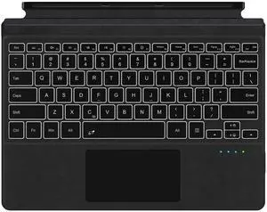 Seteesamvo Surface Keyboard for Surface Pro 7+/7/6/5/4/3, Surface Pro Type Cover, Ultra-Slim Portable Bluetooth 5.2 Wireless Keyboard with 7 Colors Backlit, Touchpad, Rechargeable Battery