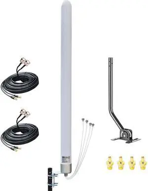 Omni Directional MIMO 4x4 Antenna 5G WiFi Outdoor 4G LTE Antennas for T-Mobile N71 Cellular Hotspots Router Gateways, 600-6000MHz, 10meter Cable SMA TS9/ Mounting Pole (Full kit)