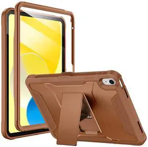 Soke Case for iPad (A16) 11th Generation 11-inch 2025, iPad 10th Generation 10.9-inch 2022, with Built-in Screen Protector and Kickstand, Rugged Full Body Protective Cover - Light Brown