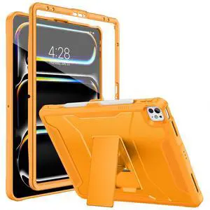 Soke Case for iPad Air 13 Inch M3/M2 (2025/2024),iPad Pro 13 Inch M4,iPad Pro 12.9(2022 2021 2020,6th/5th/4th Gen), Rugged Shockproof Protective Cover with Built-in Kickstand - Citrus