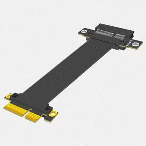 PCIE 4.0 x4 Extender Riser Cable,High Speed Flexible Right Angle PCI-E Port GPU Graphic Card Extension Cable-200mm90 Degrees (PCIE 4.0X4 180degrees)