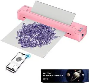 Tatouhom Tattoo Transfer Stencil Printer Bluetooth Thermal Copier Printer Wireless Tattoo Printer Machine Tattoo Starter Kit with Transfer Paper Compatible with Phone Tablet & PC