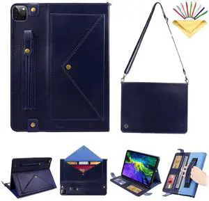 UUcovers Crossbody Handbag Case for iPad Air 13 inch M3/M2 (2025/2024) with Pencil Holder/Shoulder Strap/Hand Strap/Pockets,Folio Stand PU Leather Carrying Bag Magnetic Wallet Envelope Cover, Blue