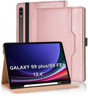 Varohix Case for Samsung Galaxy Tab S10+ Plus 2024 / S9 FE+ Plus/ S9+ Plus 12.4 Inch 2023 Magnetic Multi-Angle Leather Folio Stand Shell Folio with Card Holder Galaxy Tab S9+/S9 FE+,Rose Gold