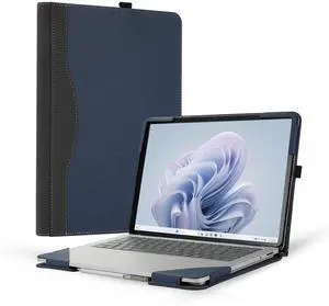 Laptop Case for Surface Laptop Studio 2(2023) / Laptop Studio(2022),All-Inclusive Anti-Fall Protective Shell 14.4 inch PU Leather Inner Bag Protective Cover(14.4in Studio, Herringbone Dark Blue)