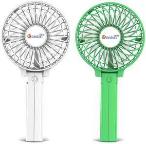 VersionTECH. Portable Handheld Fan 2Pack, White+Green Powerful 180° Foldable Rechargeable Clip Fan with 3 Speeds