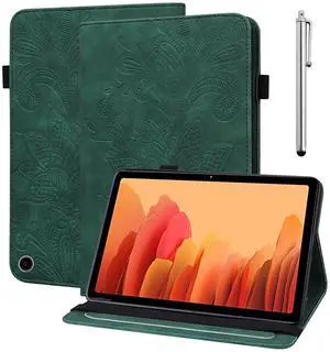VODEFOX Case for Amazon Kindle Fire Max 11 Case (13th Generation, 2023 Release) 11",PU Leather Folio Stand Embossed Lace Flower Stand Cover with Elastic Band Stylus for Fire Max 11 Tablet - Green