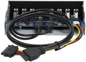 Yctze USB 3.0 Front Panel with 8 Ports Hub and 19PIN Optical Drive Extension Adapter for PC Computer, 5.25 Internal Front USB 3.2 Hub