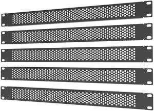 QiaoYoubang 5 Pack 1U Venting Blank Panel - Steel Blank Rack Mount Panel Spacer for 19in Server Rack Cabinet or Enclosure, Black (1UVBP5PC)