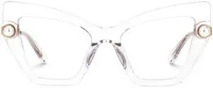 Zeelool Cat Eye Glasses Stylish Pearl Eyewear for Women Blue Light Blocking Glasses Anti Eyestrain Glasses Tilana ZJGX316234 Crystal
