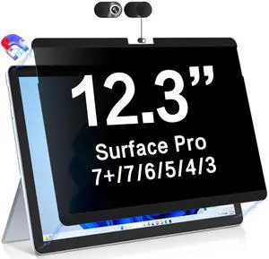 ZOEGAA Surface Pro 7 Privacy Screen With Anti Blue Light Sliding Camera Cover, Magnetic and Compatible With Microsoft Surface Pro 7 Plus/6/5/4/3, 12.3 Inch