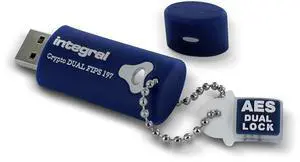 Integral 64GB Crypto-197 256-Bit 3.0 USB Flash Drive Encrypted Dual Password - FIPS 197 Certified, Brute Force Password Attack Protection & Waterproof Design