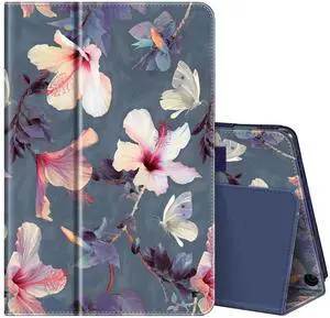 Fintie Folio Case for All-New Amazon Fire HD 10 and 10 Plus Tablet (13th/11th Generation, 2023/2021 Release) - Slim Fit Standing Cover with Auto Sleep/Wake, Blooming Hibiscus