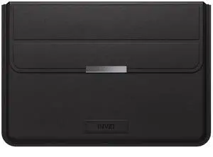 INVZI MacBook Sleeve, Vegan Leather Bag Compatible with 15/16" MacBook Pro M3/M2/M1/Max 2024-2019, Compact Design with Invisible Stand (Black)