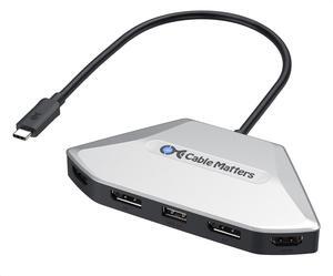 Cable Matters 4K Quad Display USB C MST Adapter, Windows Only, Supports Up to [8K@60Hz / 4X 4K@60Hz Video, 140W Charging], USB C Hub with 2X DisplayPort 2.1 and 2X HDMI 2.1, Thunderbolt 4/5 Compatible