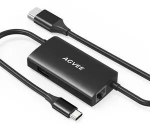 AGVEE Upgraded USB-C to Gigabit RJ45 Ethernet LAN Network Multiport Adapter, Type-C to 4K HDMI Adapter, Portable Replacement Switch OLED Dock Station, for Nintendo Switch OLED, Black