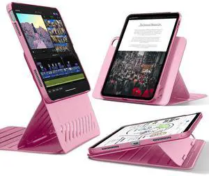ESR for iPad A16 Case, iPad 11th/10th Generation Case (2025/2022), Removable Magnetic Cover, Adjustable Portrait/Landscape Stand with Raised Screen View, 9 Standing Angles, Pink