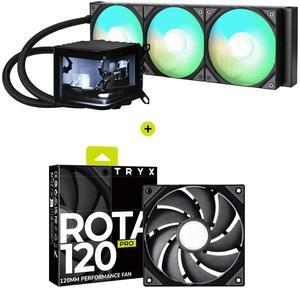 TRYX Panorama 360 ARGB Curved Screen 360mm AIO and ROTA PRO 120 High Performance LCP Case Fan Bundle