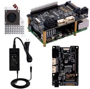 GeeekPi S021 SATA 3.0x2 for Raspberry Pi 5, with Active Cooler and 12V 6A Power Supply