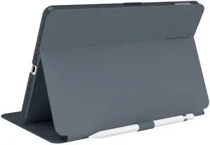 Speck Balance Folio Case for iPad 10.2 Inch (2019-2021) - Drop & Camera Protection, Slim Multi Range Stand, Apple Pencil Holder - Grey