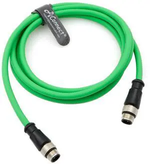 AConnect Shielded Flexible Ethernet Camera Cable M12 4Pin D-Code Male to 4Pin D-Code Male Cat5e Ethernet Waterproof Cable for Industrial Camera 2M/6.5Ft