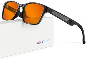 ANYLUV Gaming Glasses for Men Lightweight Anti Blue Light Blocking Glasses Eyes Protection with Carbon Fiber Decoration
