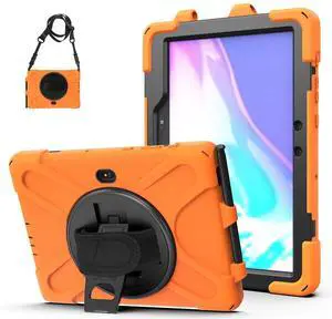 Blllue Case for Samsung Galaxy Tab Active Pro 10.1 Inch SM-T540/SM-T547, 360 Degree Swivel Kickstand Hand Shoulder Strap Shockproof Rugged Protective Case for Samsung Tab Active4 Pro, Orange