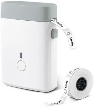 BPXX Bluetooth Label Maker Machine with Tape - Mini Label Maker Simple Printing, Easy to Connect, 203DPI HD Printing, Mini Label Maker with Multiple Templates for Home Office Organization, White