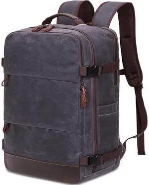 Travel Backpack for Men Carry On Backpack Flight Approved Personal Item Backpack, 18.4 inch Laptop Backpack Casual Daypack Weekender Business Hiking Backpack, Black Gray